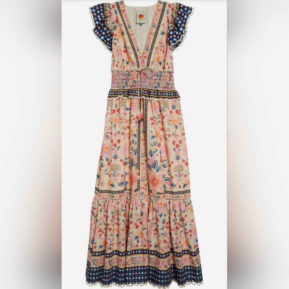 Farm Rio Superbloom Tapestry Ruffle Floral Maxi Dress Size Small - Picture 3 of 16